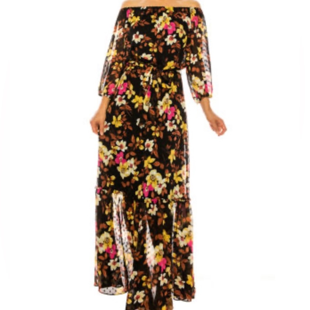 NWT Premier Amour Off The Shoulder 3/4 Sleeves Floral Women’s Dress Size 16